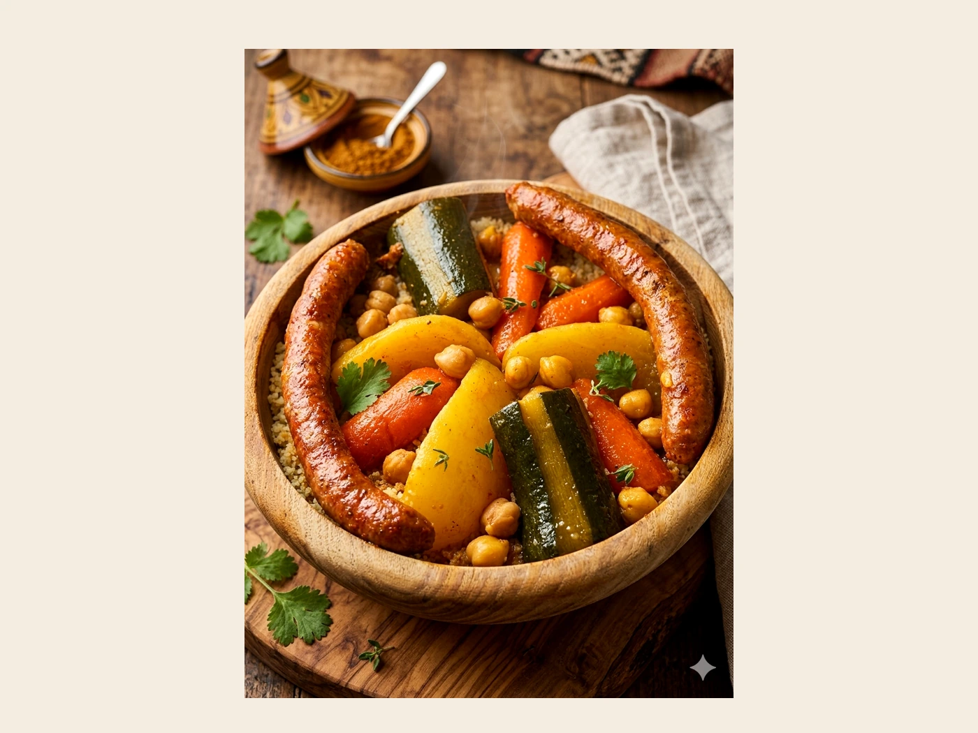 Couscous merguez avec légumes et semoule